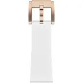 Marc Coblen Siliconen Rubber Horlogebandje 22mm geschikt voor Samsung Galaxy Watch / Gear S3 / Garmin Vivoactive / Huawei Watch GT - Wit met Rosegouden Gesp
