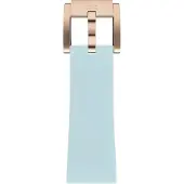Marc Coblen Siliconen Rubber Horlogebandje 22mm geschikt voor Samsung Galaxy Watch / Gear S3 / Garmin Vivoactive / Huawei Watch GT - Blauw met Rosegouden Gesp