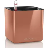 Lechuza CUBE Glossy 14 - Plantenbak - met uitneembare binnenbak - met bewateringssysteem - ALL-IN-ONE set - WINTEREDITION - spicy copper highgloss