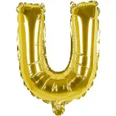 Boland folieballon letter U 36 cm goud