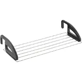Tomado - Droogrek Click - 3 meter drooglengte - Ophangen aan radiator, deur, douchewand of balkon - Breedte en lengte aan te passen - Zwart & zilvergrijs
