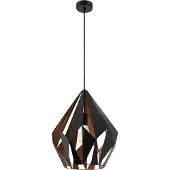 Eglo Carlton 1 Hanglamp - E27 - Ø 38,5 cm - Zwart/Koper