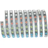 Paulmann Lengte 300 cm - LED strip basisset RGB + warmwit Max LED, dimbaar, alu / grijs / zink, Woon-/ Eetkamer, Kunststof, Modern