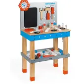 Janod Brico'kids - Werkbank - Magnetische Werkbank, Verstelbaar In Hoogte - Inclusief 40 Accessoires En Een Gebruiksaanwijzing Om Met De Accessoires Een Raceauto Te Maken! - Geschikt Vanaf 3 Jaar