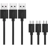 Aukey [3 halen 1 betalen] -Micro USB kabel - lengte 120cm-met Micro USB naar Type C / USB-C adapter - Black