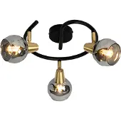 QAZQA Plafondlamp zwart 44,5 cm met smoke glas 3-lichts - Vidro