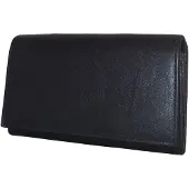 LEATHER DESIGN Dames Overslag Portemonnee met Beugel Zwart