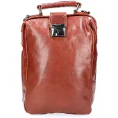LEATHER DESIGN Leren Rugzak / Schoudertas Cognac