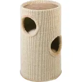 Flamingo Krabton voor katten – Krabton Emilius Bruin & Beige – 38x38x70 cm – luxe krabmeubel met 3 verdiepingen en speeltje –
