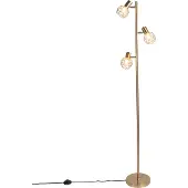 QAZQA Design vloerlamp goud 3-lichts verstelbaar - Mesh