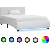vidaXL Bedframe met LED kunstleer wit 100x200 cm