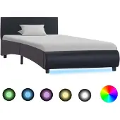 vidaXL Bedframe met LED kunstleer zwart 90x200 cm