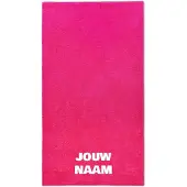 Funnies Strandlaken met naam fuchsia roze 100x200cm