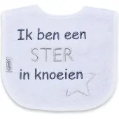 Funnies Babyslabbertje Ik Ben Een Ster In Knoeien Wit/Grijs 35154
