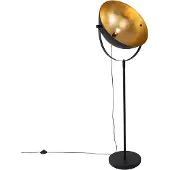 QAZQA Industriële vloerlamp zwart 50 cm met goud verstelbaar - Magnax