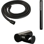 Brauer Black Edition Badset - Staafhanddouche - Mat Zwart - Messing - Kranen - Badkranen - Badsets - 7423411737786