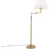 QAZQA Vloerlamp brons met witte kap en verstelbare arm - Ladas Deluxe