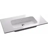 Ben Mello Wastafel mineraalmarmer 60x40x1,5cm 1 bak 1 kraangat Glans wit