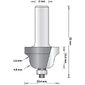 Hikoki 8 Mm Profielfrees (Romeinse Ogieffrees) Met Onderlager 25.4X52X4 - 754096