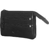LEATHER DESIGN Leren Sleuteletui met Veel Vakjes Zwart