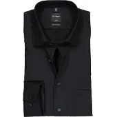 Olymp Luxor Modern Fit Overhemd zwart, Effen