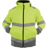 Dassy Malaga Hogezichtbaarheids softshelljas Fluogeel/Cementgrijs maat M heren