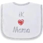 Funnies Babyslabbertje Ik ♥ Mama Wit/Zilver 35192