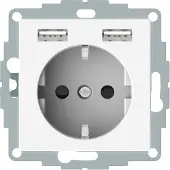 Schneider- Electric Schneider Electric Systeem-M wandcontactdoos RA met 2x USB-A Glanzend wit