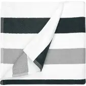 The One Towelling The One Strandlaken Stripe 90x190cm Antraciet/Licht Grijs