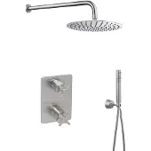 Mueller Cross inbouw regendouche met wand arm en hoofddouche 30cm RVS look