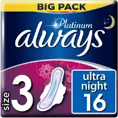Always Maandverband Platinum Ultra Night 16 Stuks