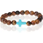 Memphis kralen armband Tigereye Cross