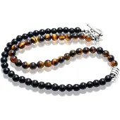 Memphis kralen ketting Tijgeroog Zwart Bruin - 45cm