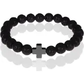 Memphis kralen armband Lavasteen Zwart Kruis