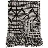 Bloomingville - Gutte Plaid van Gerecycled Katoen 160x130 cm - Zwart