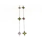 Sophie Lange zilveren collier halssnoer Model Refined Repitition gezet met kaki stenen