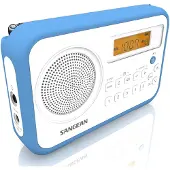 Sangean PR-D18, draagbare AM/FM radio, wit/blauw