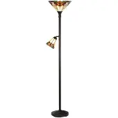 Clayre & Eef Tiffany vloerlamp Ø 30x178 cm rood metaal glas staande lamp