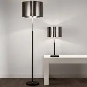 Searchlight Tafellamp Column, zwart, Woon-/ Eetkamer, metaal, Modern, Tafellamp