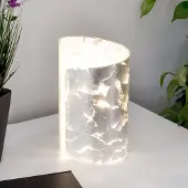 Selene Nachtkastlamp - nachtlampje PAPIRO, alu / grijs / zink, Woon-/ Eetkamer, Glas, Modern, Tafellamp