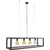 QAZQA Industriële hanglamp zwart 4-lichts - Big Cage