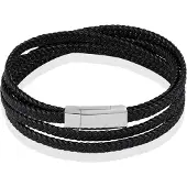 LGT JWLS Mendes Wikkelarmband Gevlochten Leer Edelstaal sluiting