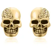 Mendes Skull Stud oorbellen Edelstaal Kristal Goudkleurig