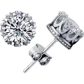 LGT JWLS Zirkonia Oorbellen 7mm – Zilverkleurige Studs – Oorknopjes met Kroonzetting – Luxe Look