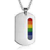 LGT JWLS Regenboog kettinghanger RVS Dogtag