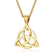 Mendes Heren ketting Edelstaal Triquetra Knoop Goudkleurig
