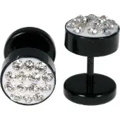 LGT JWLS Stalen Stud oorbellen zwart met kristallen 8mm