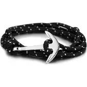 LGT JWLS Verzilverde Anker armband met polyester koord