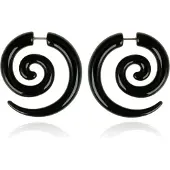 LGT JWLS Tribal bone oorbellen Black Spiral