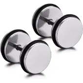 Mendes Dumbbell Stud oorbellen Edelstaal Zilver